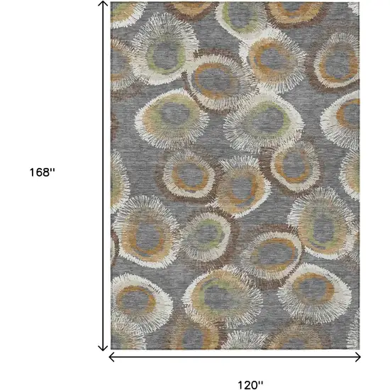 Gray Ivory And Copper Geometric Washable Indoor Outdoor Area Rug Photo 3