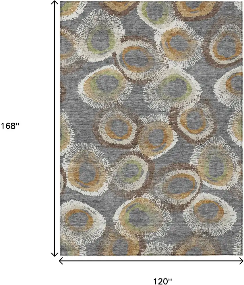 Gray Ivory And Copper Geometric Washable Indoor Outdoor Area Rug Photo 3