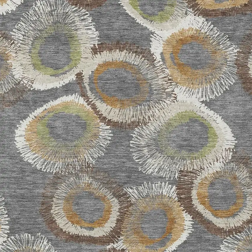 Gray Ivory And Copper Geometric Washable Indoor Outdoor Area Rug Photo 8