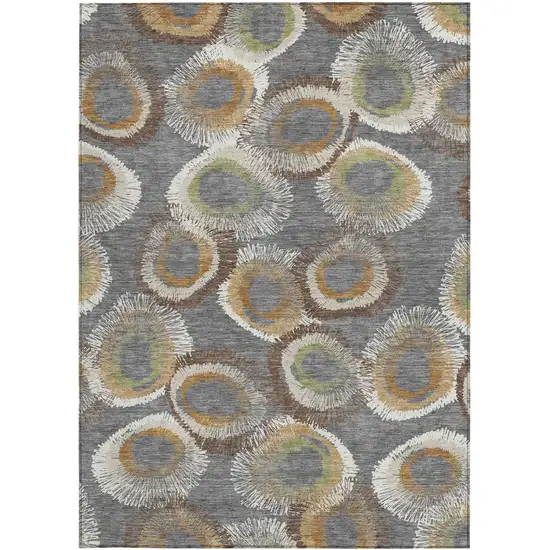 Gray Ivory And Copper Geometric Washable Indoor Outdoor Area Rug Photo 5