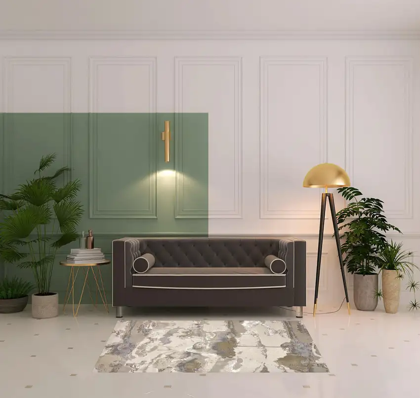 Gray Ivory And Gold Abstract Area Rug Photo 2