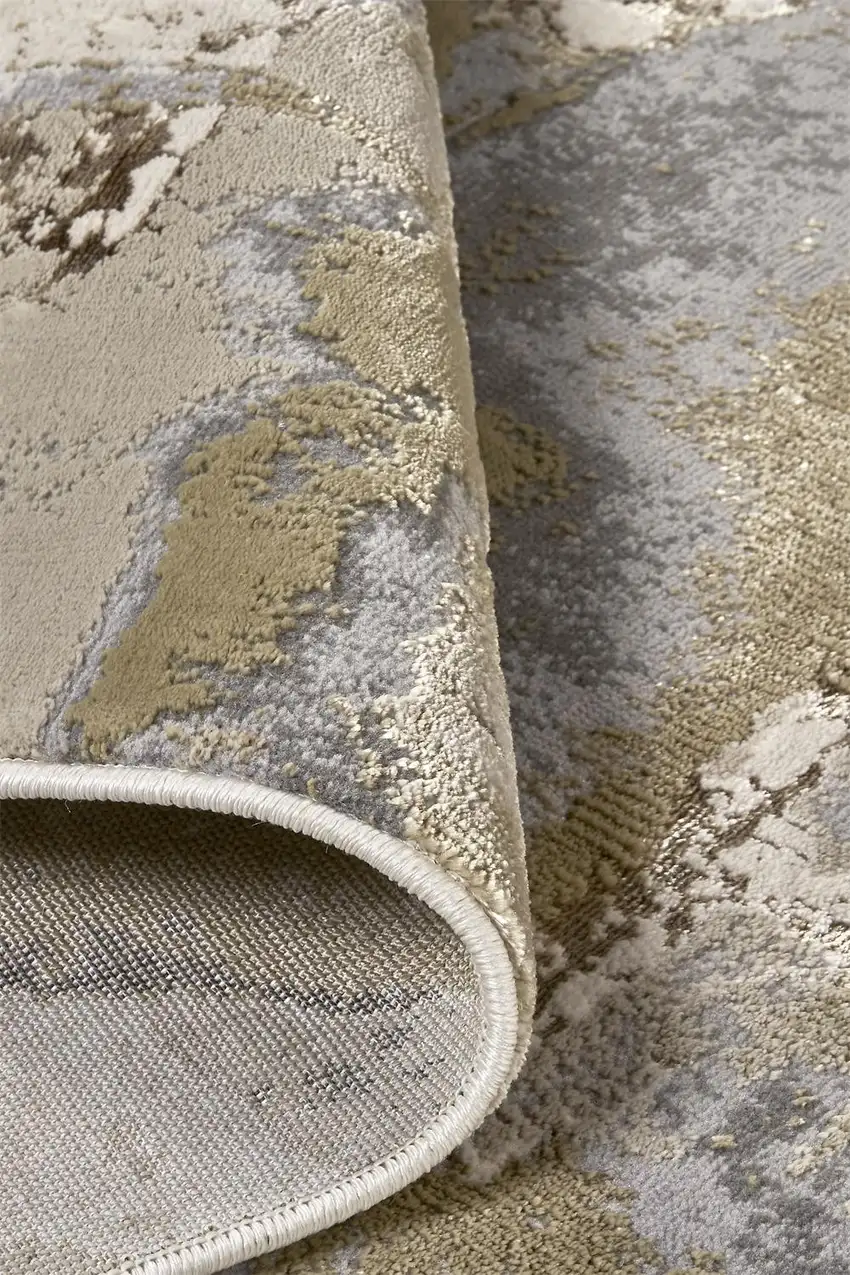 Ivory Brown And Gray Abstract Area Rug Photo 6