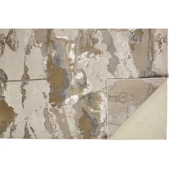 Ivory Brown And Gray Abstract Area Rug Photo 5