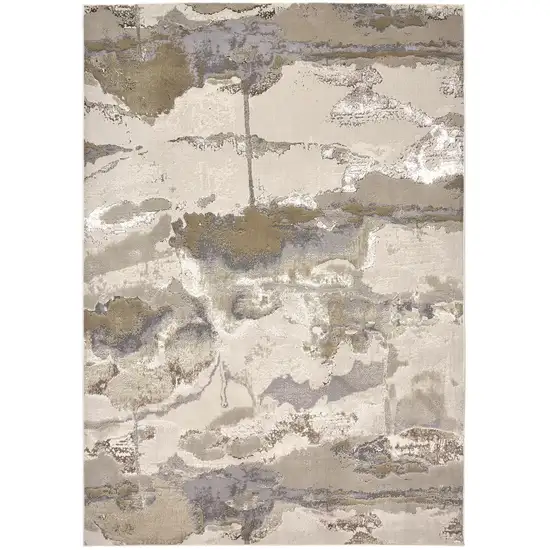 Ivory Brown And Gray Abstract Area Rug Photo 2