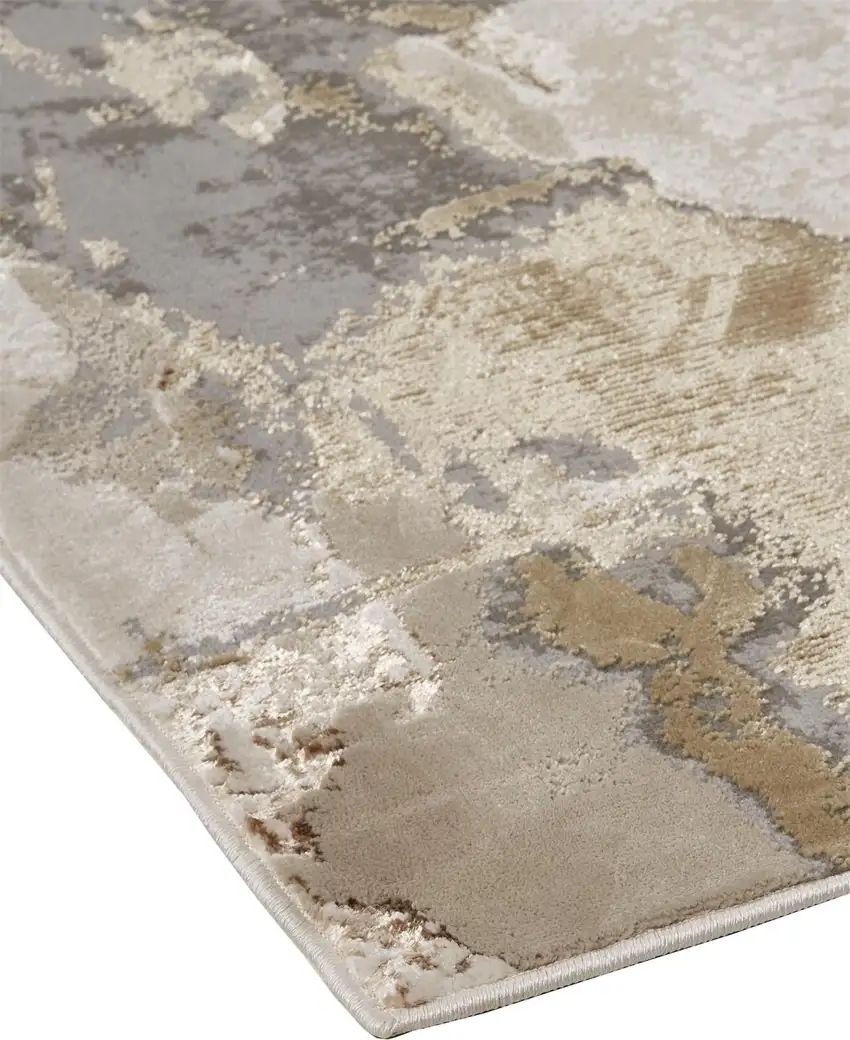 Ivory Brown And Gray Abstract Area Rug Photo 4