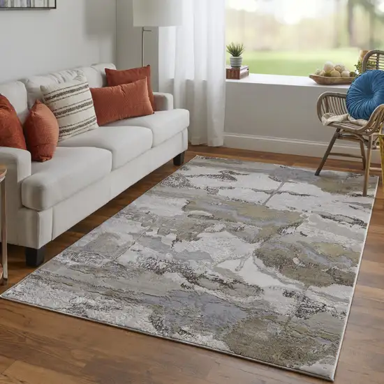 Ivory Brown And Gray Abstract Area Rug Photo 8