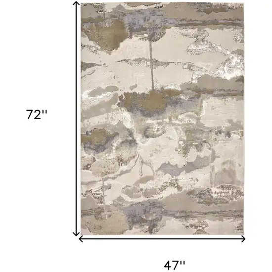 Ivory Brown And Gray Abstract Area Rug Photo 3