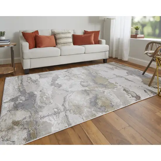 Ivory Brown And Gray Abstract Area Rug Photo 9