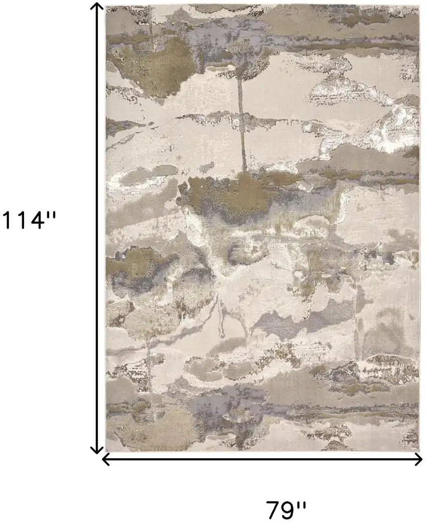 Gray Ivory And Gold Abstract Stain Resistant Area Rug Photo 10
