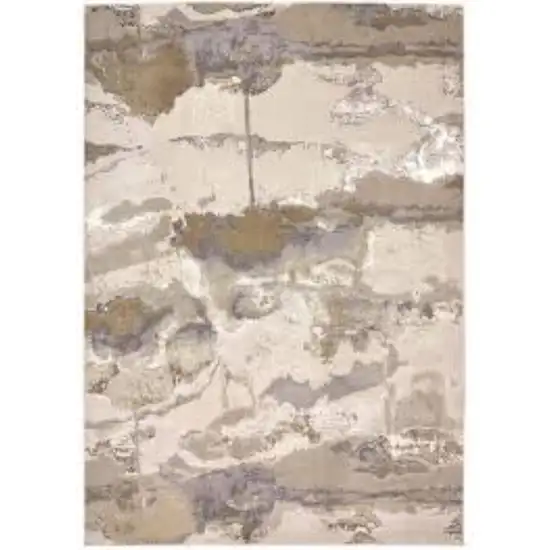 Ivory Brown And Gray Abstract Area Rug Photo 2