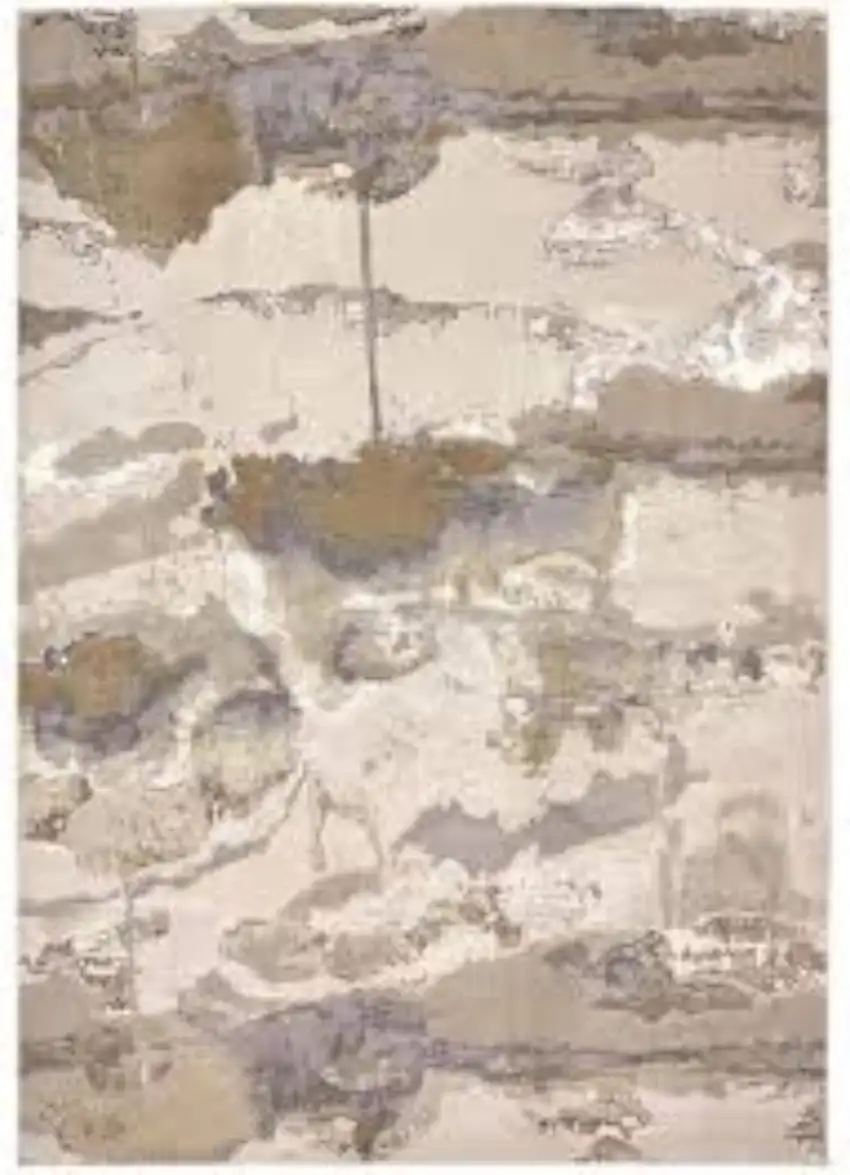 Ivory Brown And Gray Abstract Area Rug Photo 2