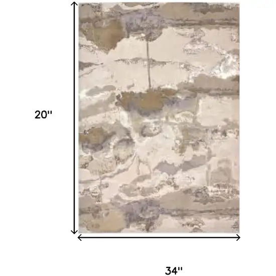 Ivory Brown And Gray Abstract Area Rug Photo 8
