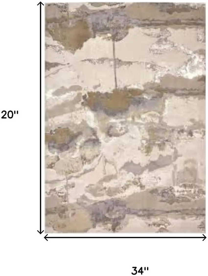 Ivory Brown And Gray Abstract Area Rug Photo 8