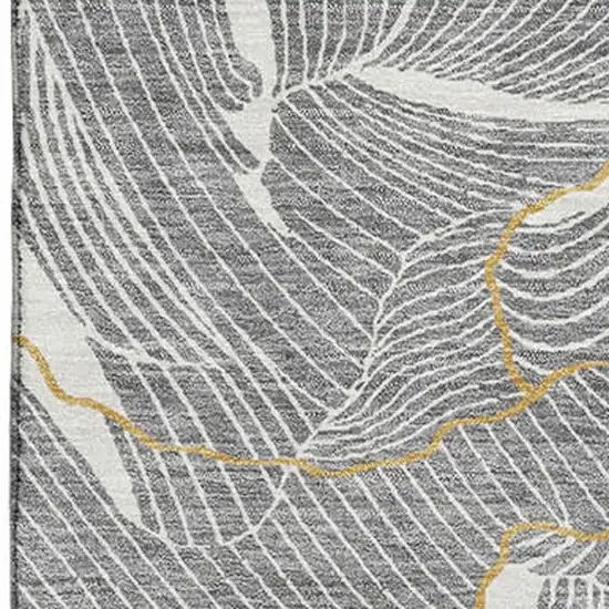 Gray Ivory And Gold Abstract Washable Area Rug With UV Protection Photo 2