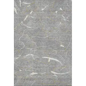 Photo of Gray Ivory And Gold Abstract Washable Area Rug With UV Protection
