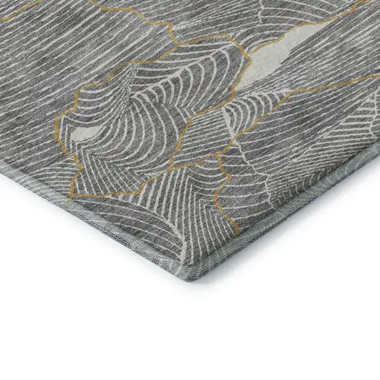 Gray Ivory And Gold Abstract Washable Area Rug With UV Protection Photo 7