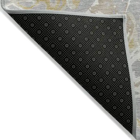 Gray Ivory And Gold Abstract Washable Indoor Outdoor Area Rug Photo 4