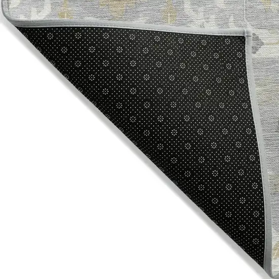 Gray Ivory And Gold Damask Washable Indoor Outdoor Area Rug Photo 4