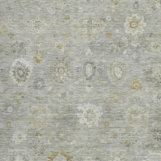 Gray Ivory And Gold Damask Washable Indoor Outdoor Area Rug Photo 3