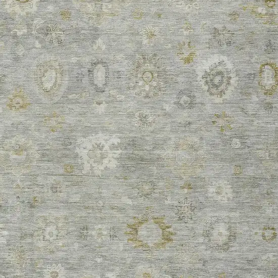 Gray Ivory And Gold Damask Washable Indoor Outdoor Area Rug Photo 3