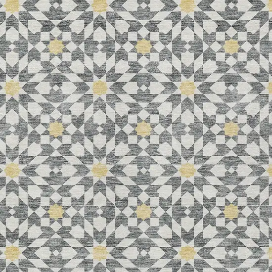 Gray Ivory And Gold Floral Medallion Washable Indoor Outdoor Area Rug Photo 5
