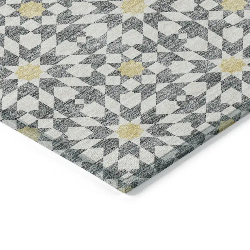 Gray Ivory And Gold Floral Medallion Washable Indoor Outdoor Area Rug Photo 3