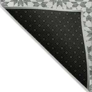 Photo of Gray Ivory And Gold Floral Medallion Washable Indoor Outdoor Area Rug