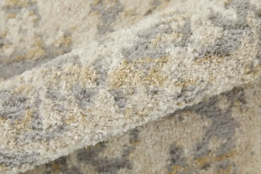 Gray Ivory And Gold Floral Power Loom Distressed Area Rug Photo 9