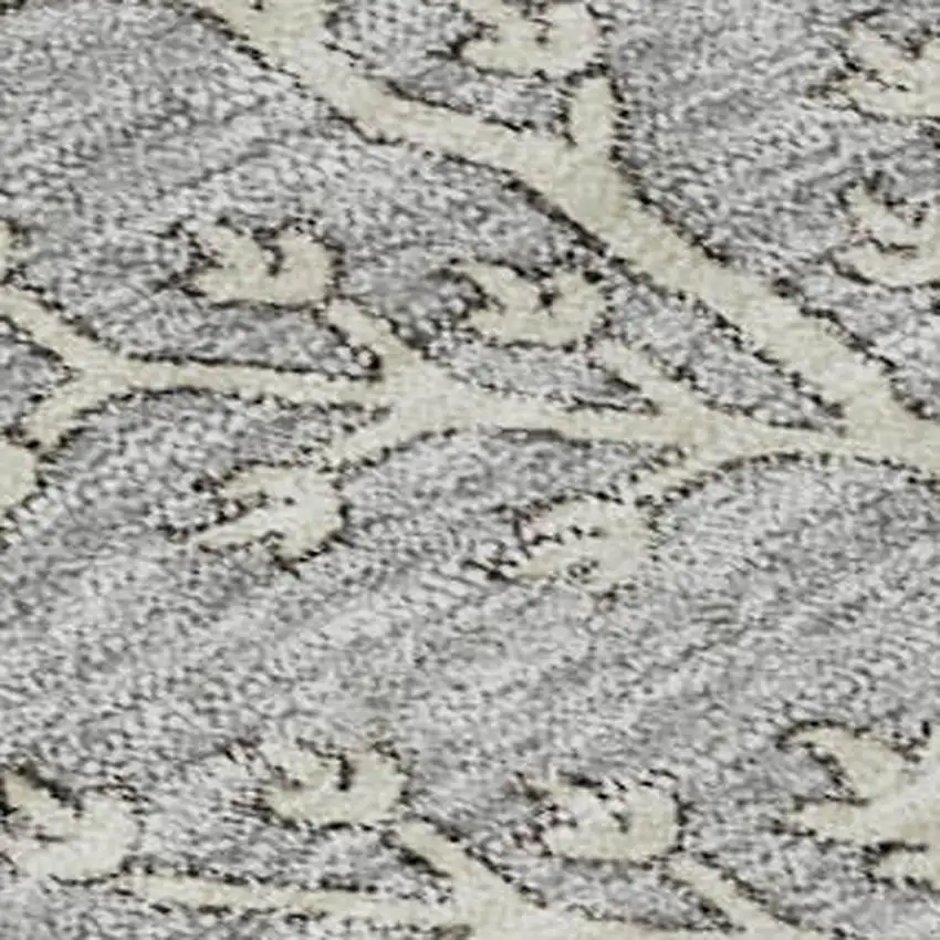 Gray Ivory And Gold Floral Washable Area Rug With UV Protection Photo 3