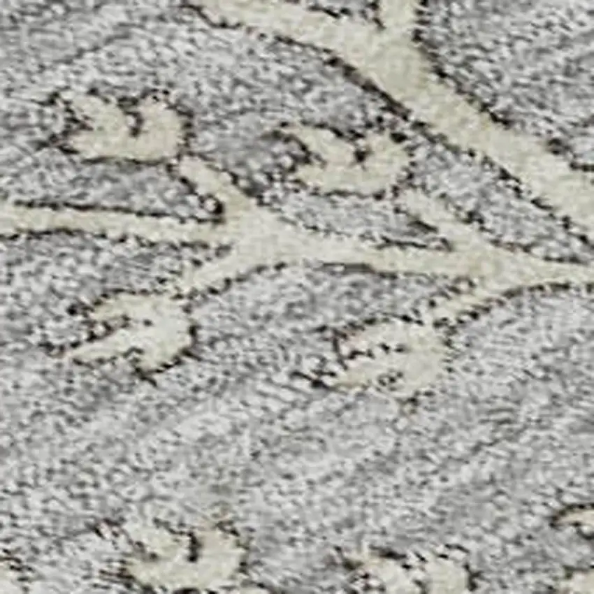 Gray Ivory And Gold Floral Washable Area Rug With UV Protection Photo 2