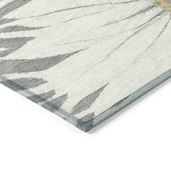 Gray Ivory And Gold Floral Washable Indoor Outdoor Area Rug Photo 6