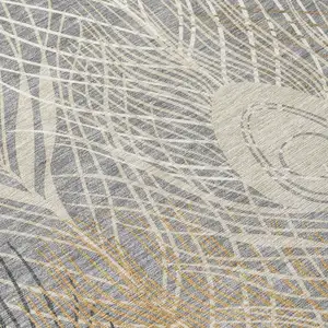 Photo of Gray Ivory And Gold Floral Washable Indoor Outdoor Area Rug