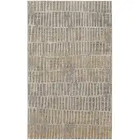 Photo of Gray Ivory And Gold Geometric Power Loom Distressed Area Rug