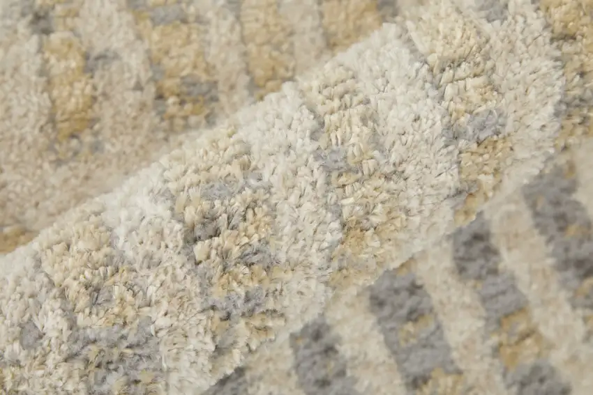 Gray Ivory And Gold Geometric Power Loom Distressed Area Rug Photo 9