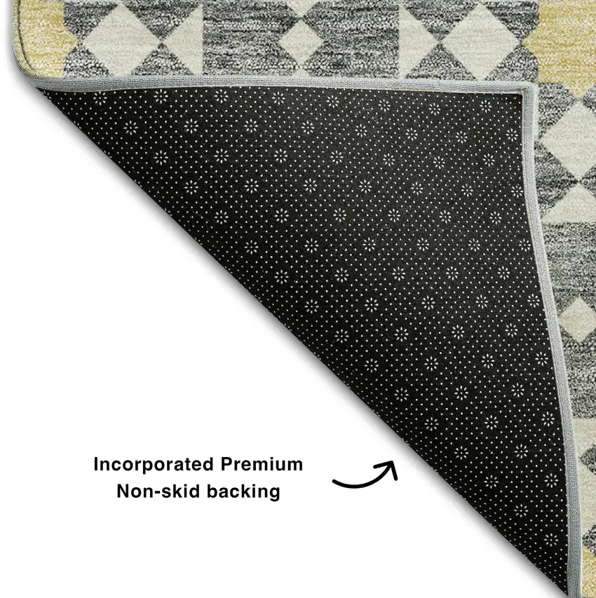 Gray Ivory And Gold Geometric Washable Area Rug With UV Protection Photo 7