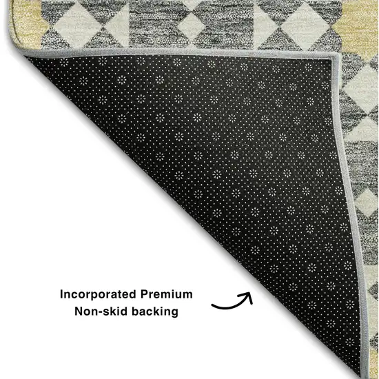 Gray Ivory And Gold Geometric Washable Area Rug With UV Protection Photo 7