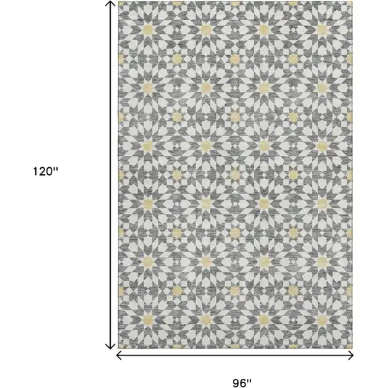 Gray Ivory And Gold Geometric Washable Area Rug With UV Protection Photo 3