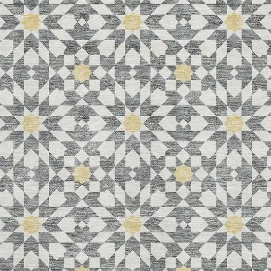 Gray Ivory And Gold Geometric Washable Area Rug With UV Protection Photo 3