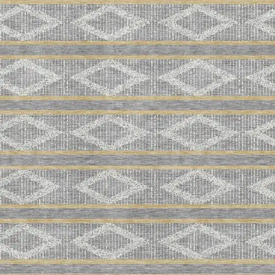 Gray Ivory And Gold Geometric Washable Area Rug With UV Protection Photo 2