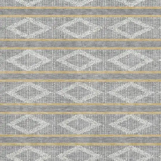 Gray Ivory And Gold Geometric Washable Area Rug With UV Protection Photo 2