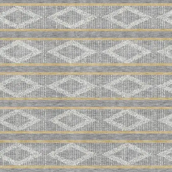 Gray Ivory And Gold Geometric Washable Area Rug With UV Protection Photo 2