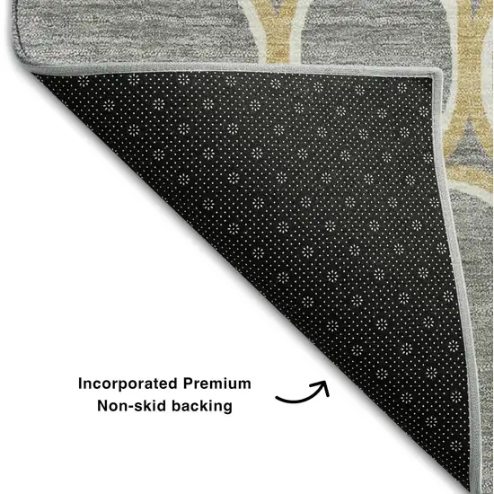 Gray Ivory And Gold Geometric Washable Area Rug With UV Protection Photo 5
