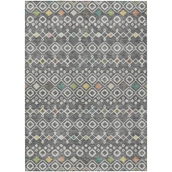 Gray Ivory And Gold Geometric Washable Indoor Outdoor Area Rug Photo 2