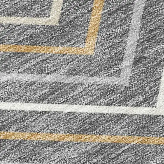 Gray Ivory And Gold Geometric Washable Indoor Outdoor Area Rug Photo 2