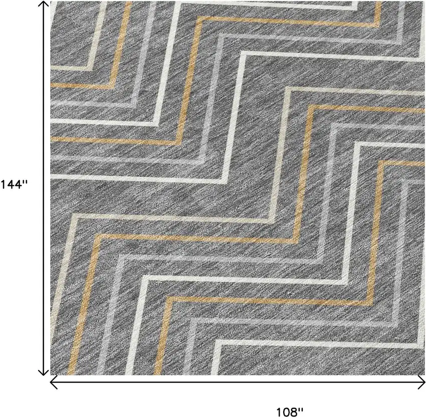 Gray Ivory And Gold Geometric Washable Indoor Outdoor Area Rug Photo 7