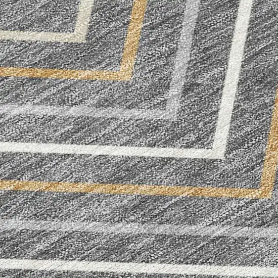 Gray Ivory And Gold Geometric Washable Indoor Outdoor Area Rug Photo 2