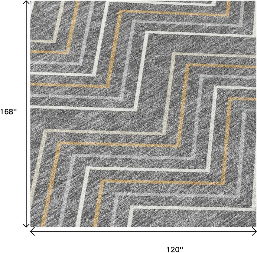 Gray Ivory And Gold Geometric Washable Indoor Outdoor Area Rug Photo 7