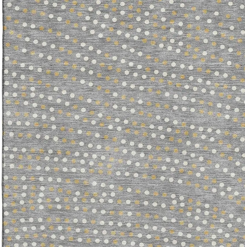 Gray Ivory And Gold Polka Dot Washable Area Rug With UV Protection Photo 3