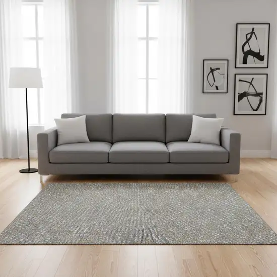 Gray Ivory And Gold Polka Dot Washable Area Rug With UV Protection Photo 2