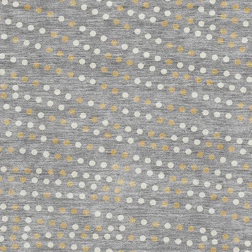 Gray Ivory And Gold Polka Dot Washable Area Rug With UV Protection Photo 2